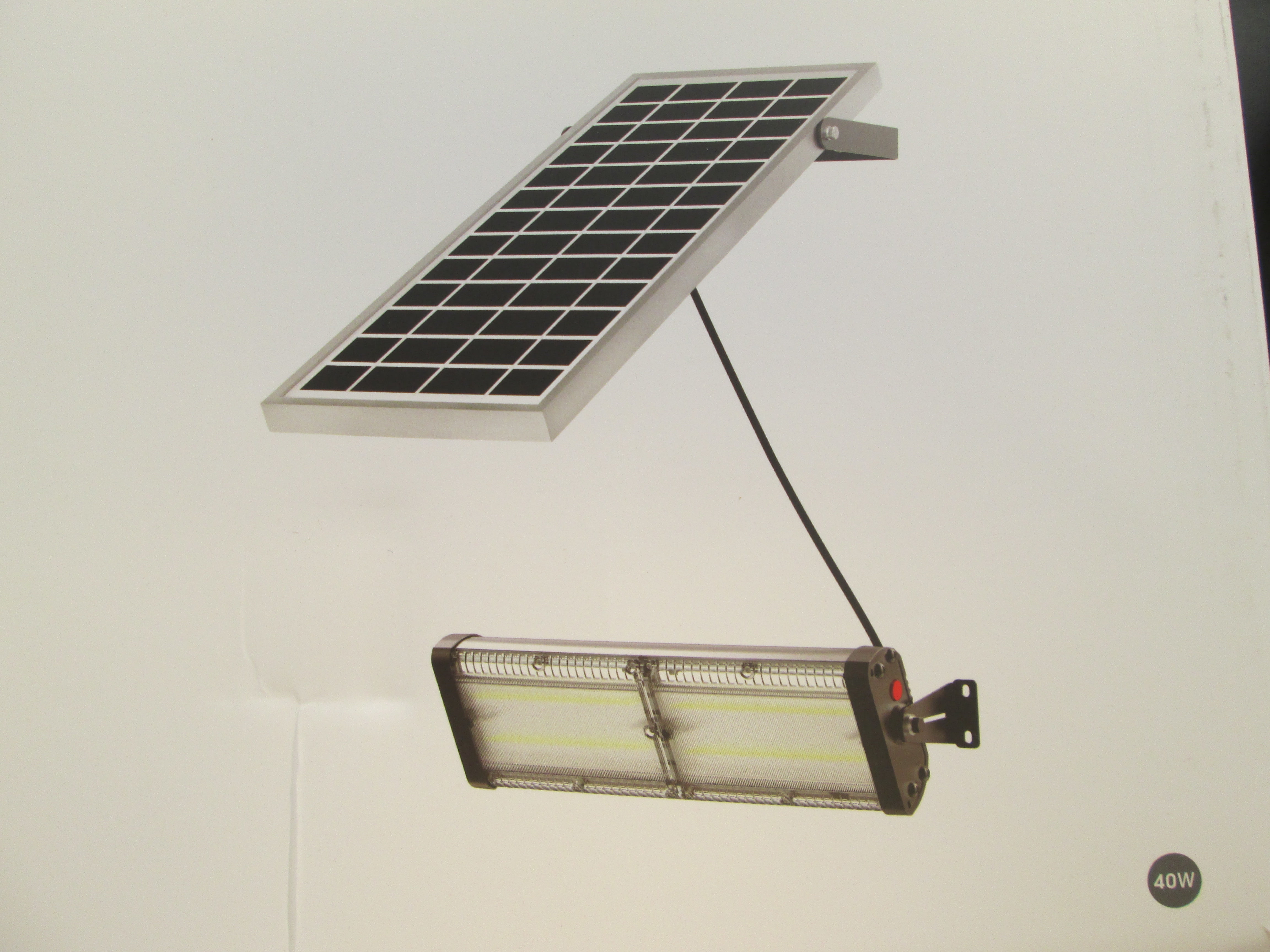4000 Lumen Led Solar Flood Light - Separate Solar Panel w/ 12' Cord, No Motion, Bright all Night!