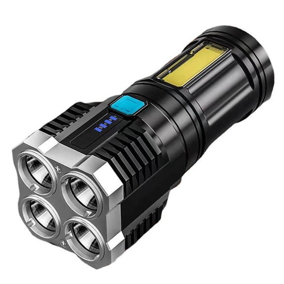 4000 Lumen USB Rechargeable LED Flashlight with Power Indicator IPX5 for Camping Hiking Emergency and Outdoor Use Black