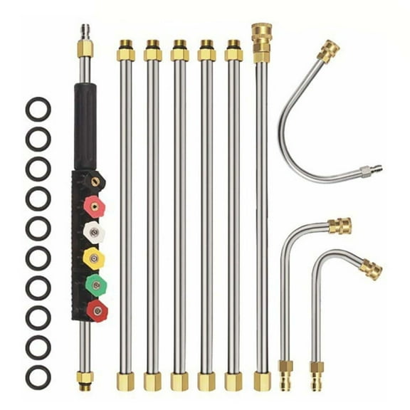 4000 PSI High Pressure Gutter Cleaning Extension Wand Set – Retractable Telescopic Pole, Multiple Nozzle Heads, Durable Brass & Stainless Steel Construction for Roof, Wall & Drain Cleaning