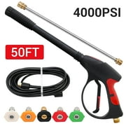 CATGOOD 4000 PSI Pressure Washer Gun with Extension Wand, Pressure Washer Wand with 50FT Hose and 5 Quick Connect Nozzles, Power Washer Gun Handle Car Wash Spray Gun Kit, 5 Spray Patterns