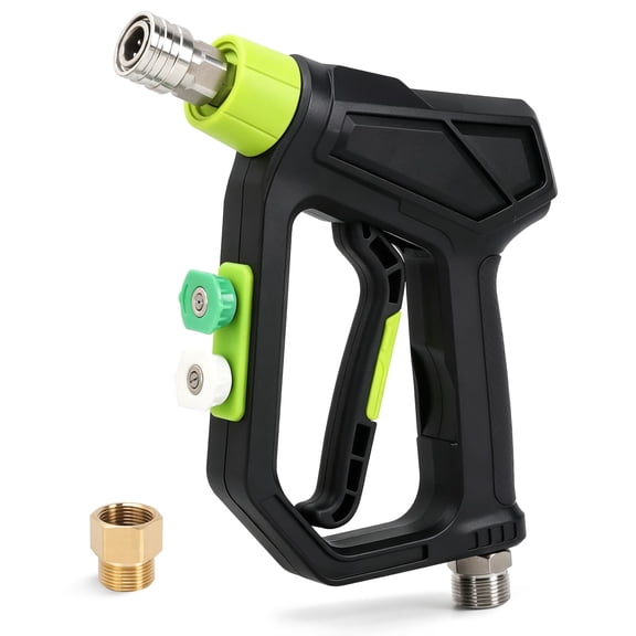 4000 PSI Short Pressure Washer Gun, M22-14mm Inlet with M22-15mm Adapter, 1/4" Quick Connect Power Washer Trigger Handle with 2 Spray Nozzle Tips