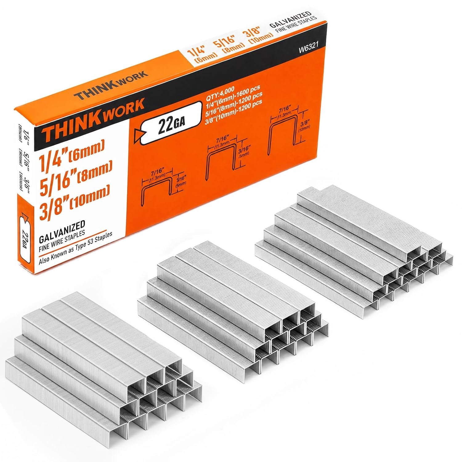 4000-Pack of Fine Wire Staples for JT21 Staple Guns | (1/4-Inch+5/16 ...