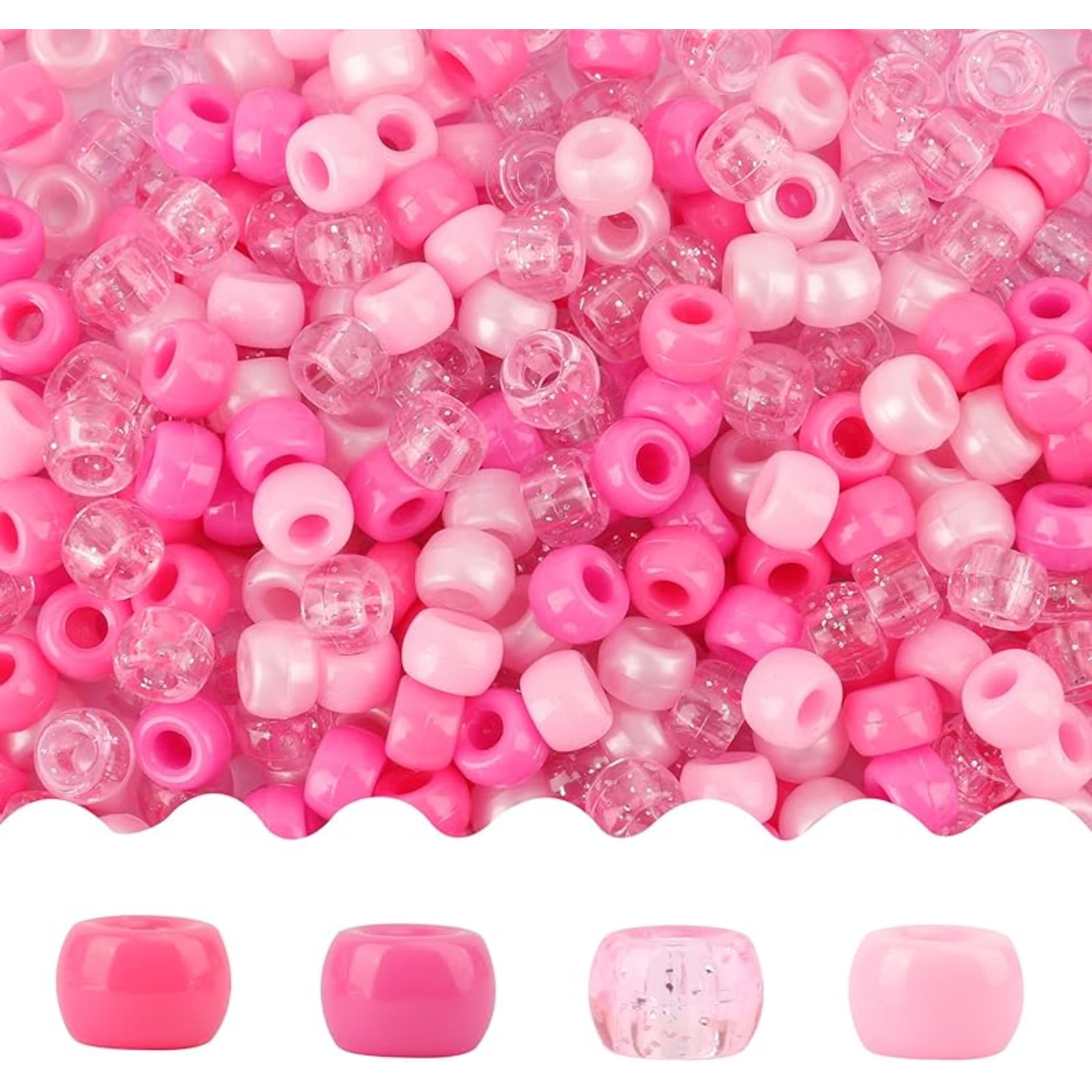 4000 Pcs Bulk Pony Beads for Jewelry Making, 6x9mm Colorful Plastic Craft Beads for DIY Bracelets, Keychains and Hair Accessories