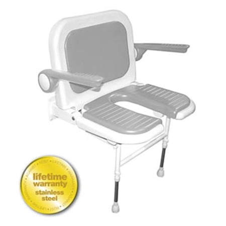4000 Series Shower Seat Wide vU-shaped Padded with Back & Arms v Gray - 27.75 Inch W