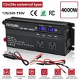 thumbnail image 1 of 4000 Watt Power Inverter, DFITO DC 12V/24V to 110V AC Car Converter W/USB Car Charger Adapter,AC Outlet,Battery Clips,Cigarette Lighter Plug for Car RV Truck Boat Travel Camping, 1 of 11