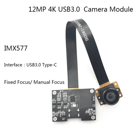 4000 X 3000 4K 12MP HD USB3.0 Camera Module IMX577 FF 100 Degree Type-C MJPEG YUV2 H264 Motherboard for Product Vision,1 * 4K 12MP Industrial camera module,Black