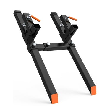 [4000 lbs] 60" Heavy Duty Clamp-on Pallet Forks with Adjustable Stabilizer Bar for Tractor Bucket Loader Skid Steer