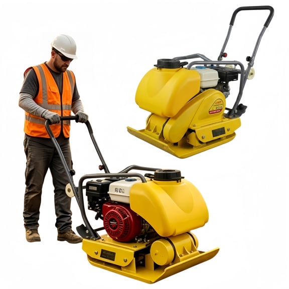 4000 lbs Vibratory Plate Compactor, Gas Powered Tamper with 33"x20.5" Galvanized Steel Plate,Built-in Water Tank & Foldable Wheels. For soil, asphalt, patios & foundation work.