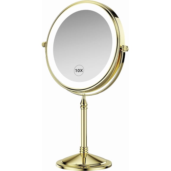 4000 mAh Rechargeable Lighted Makeup Mirror Gold Finish