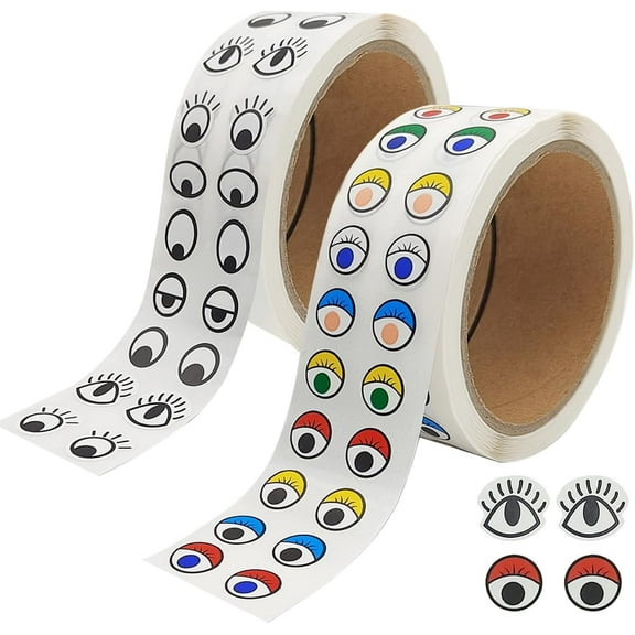 4000 pcs Eye Stickers, DaKuan 2 Models Eyeball Stickers, Eyes for Crafts, Sticker Eyes, for Handmade DIY, Crafts and Decorations (Black and White and Colour)