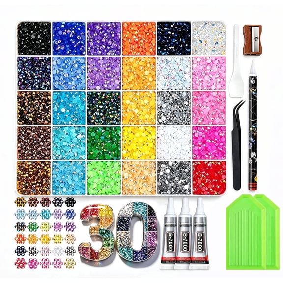 Bedazzler Kit with 40000 Pcs Resin Jelly Rhinestones, 30 Colors 3mm Flatback, 3 B7000 Glue & Tools,DIY Arts & Crafts Gift Set
