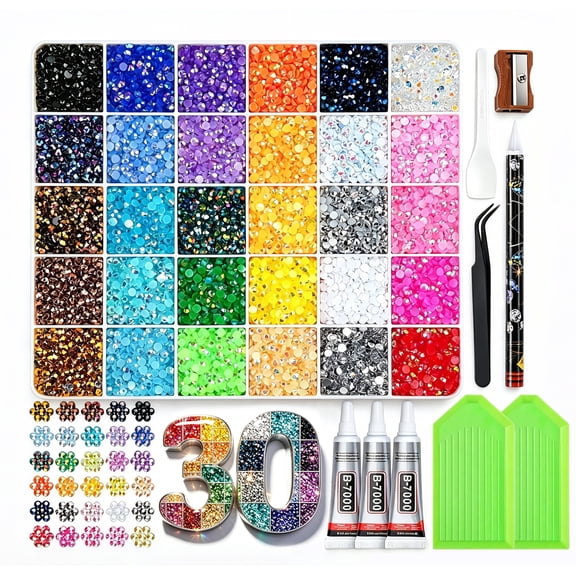 Bedazzler Kit with 40000 Pcs Resin Jelly Rhinestones, 30 Colors 3mm Flatback, 3 B7000 Glue & Tools,DIY Arts & Crafts Gift Set