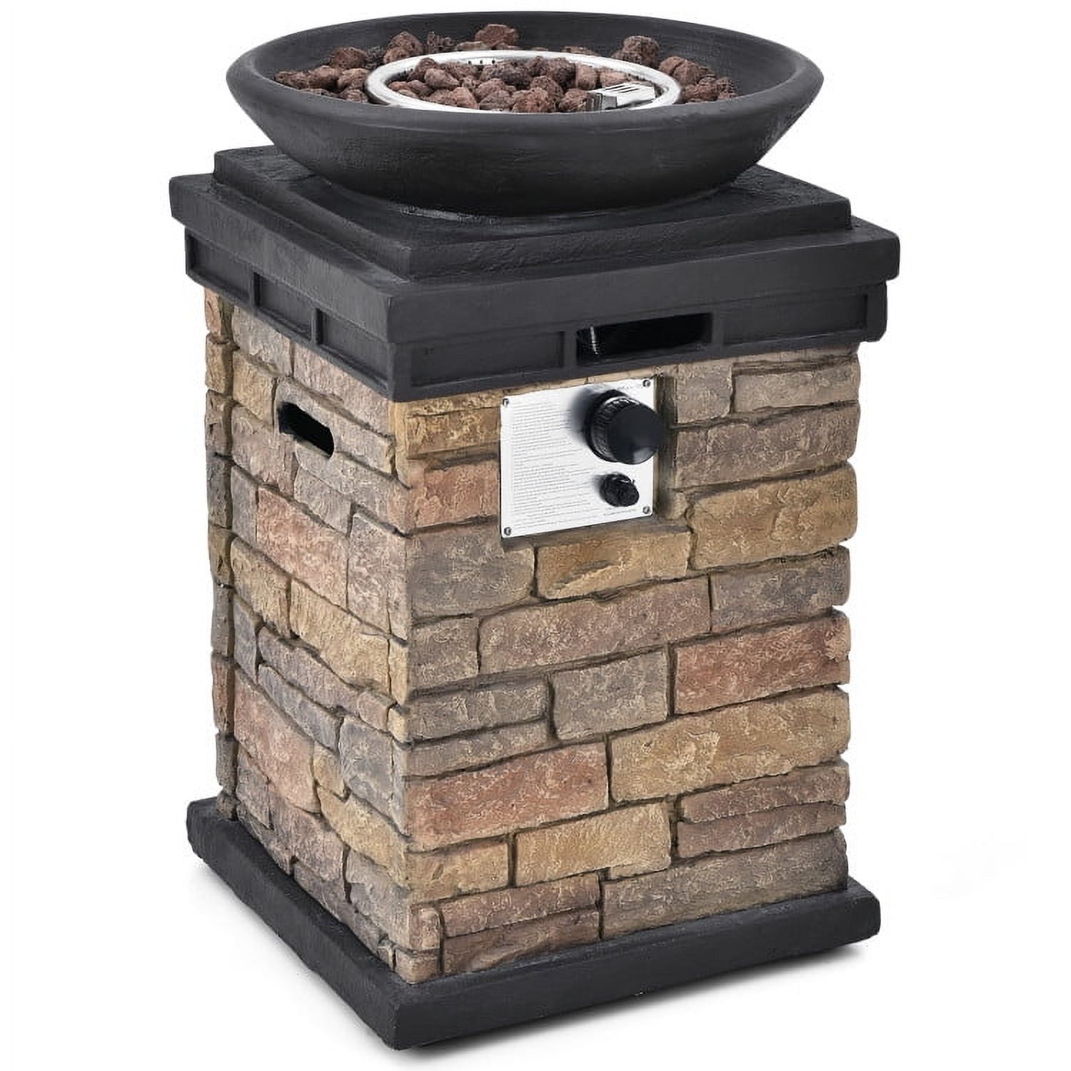 40000BTU Outdoor Propane Burning Fire Bowl Column Realistic Firepit ...