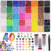 40000Pcs Rhinestones Bedazzling Kit, Bedazzler Kit with Rhinestones 40 Colors 3mm Flatback Resin Bedazzler Gems with 3Pcs 10ml B7000 Jewelry Glue for Bedazzled Diamond Art Book Crafting Nail Kit