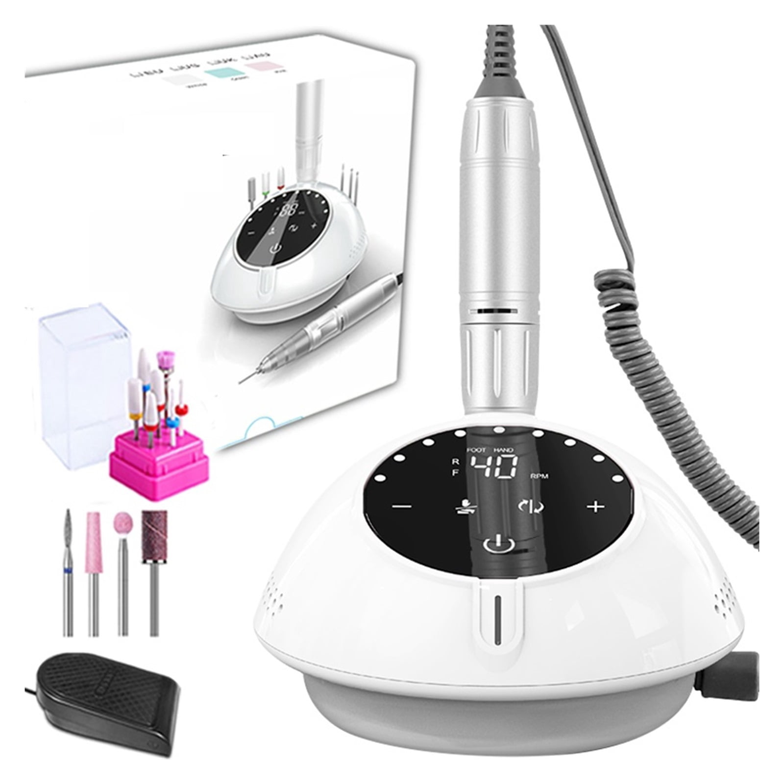 40000RPM Electric Nail Drill Manicure Machine, Acrylic Gel Polish Nails Sander, Pause Mode Professional Nail Art Salon Equipment ,Low Noise