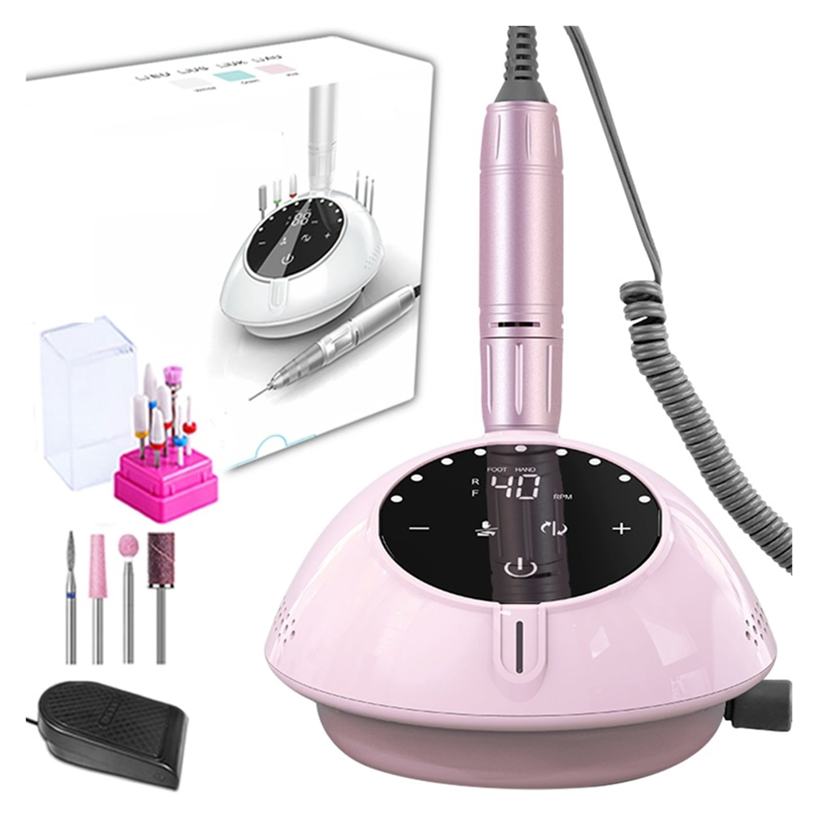 40000RPM Electric Nail Drill Manicure Machine, Acrylic Gel Polish Nails Sander, Pause Mode Professional Nail Art Salon Equipment ,Low Noise