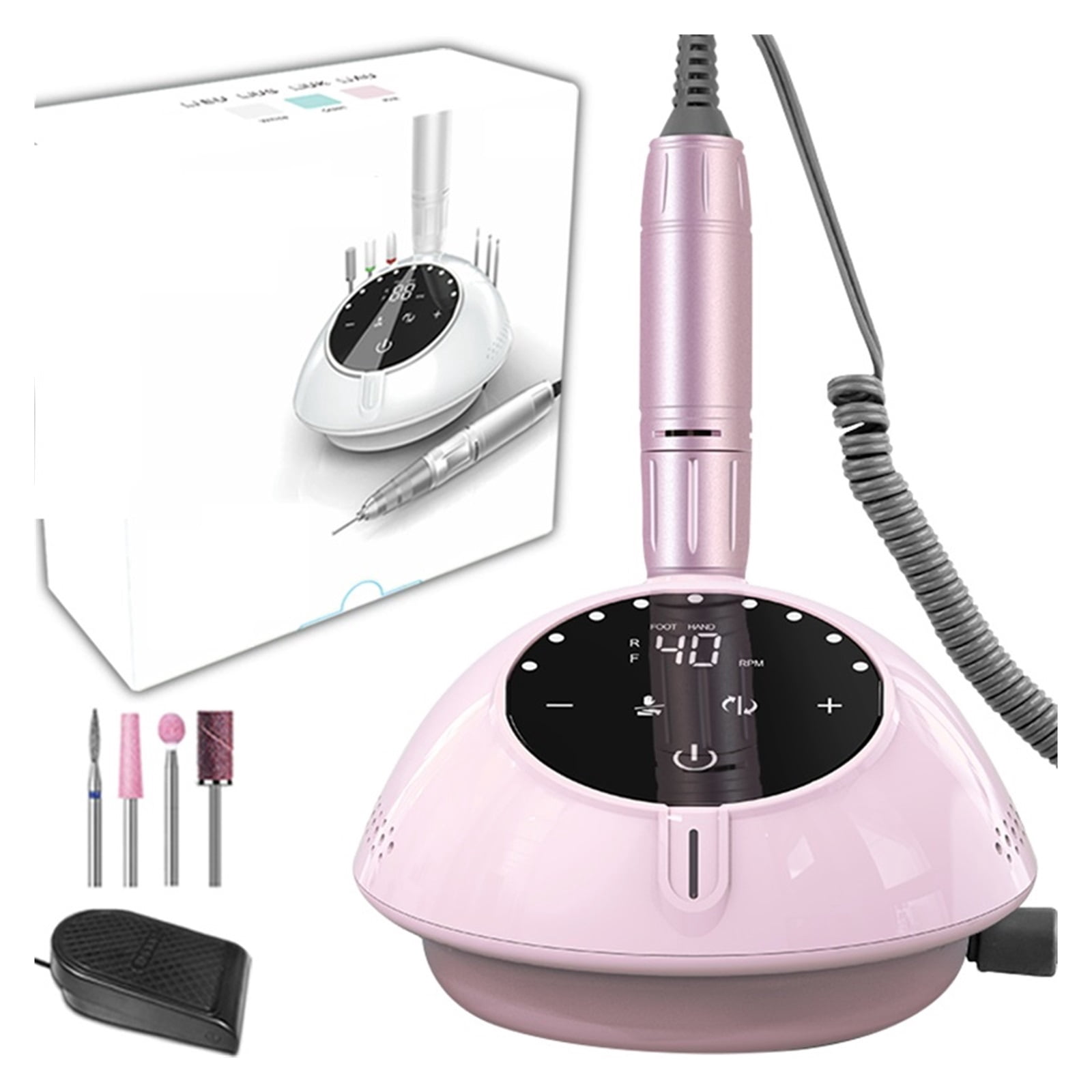 40000RPM Electric Nail Drill Manicure Machine, Acrylic Gel Polish Nails Sander, Pause Mode Professional Nail Art Salon Equipment ,Low Noise