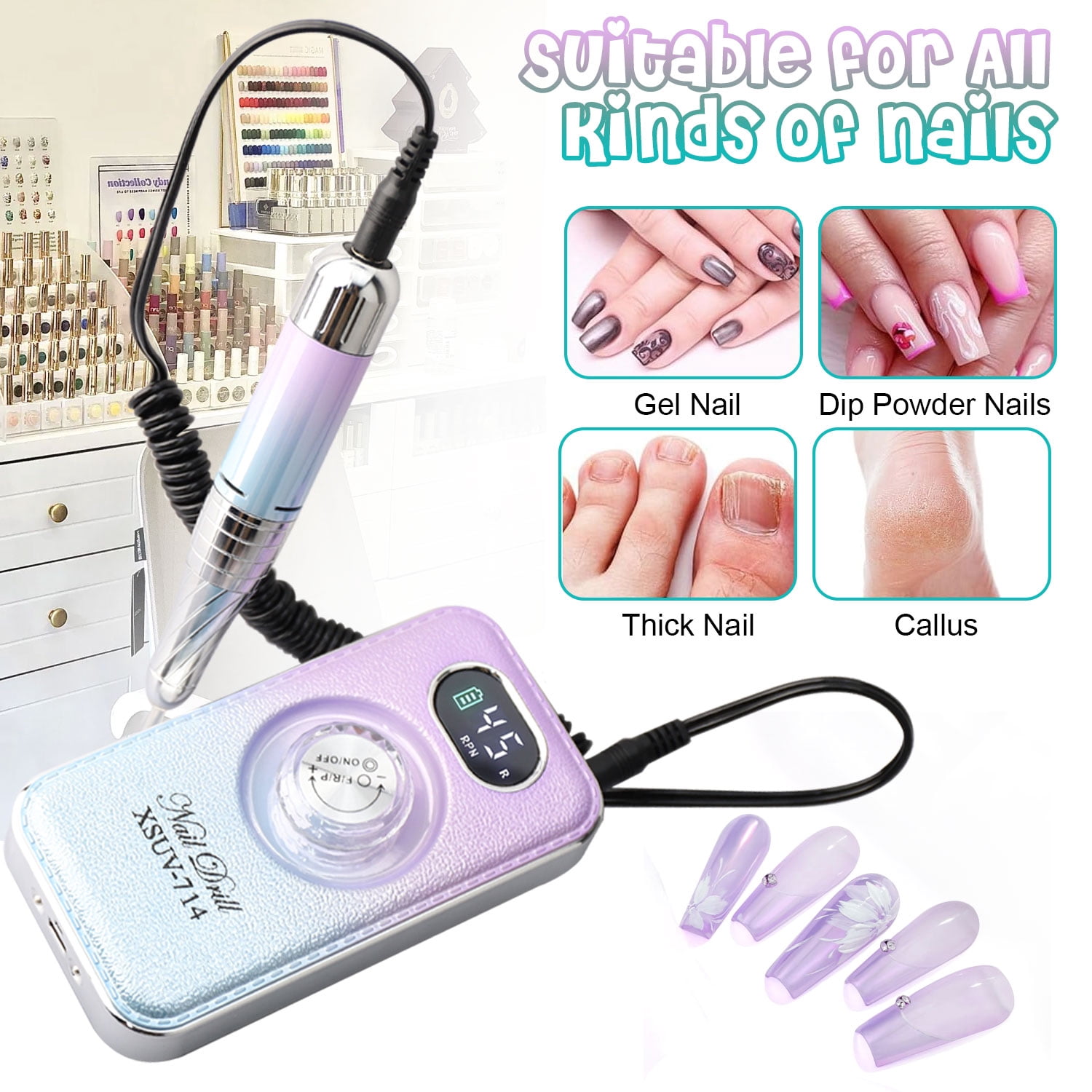 40000RPM Electric Nail Drill Professional Polishing Machine Low Noise Nails Sander File Set For Manicure Salon Home Tools, Chrismas gift