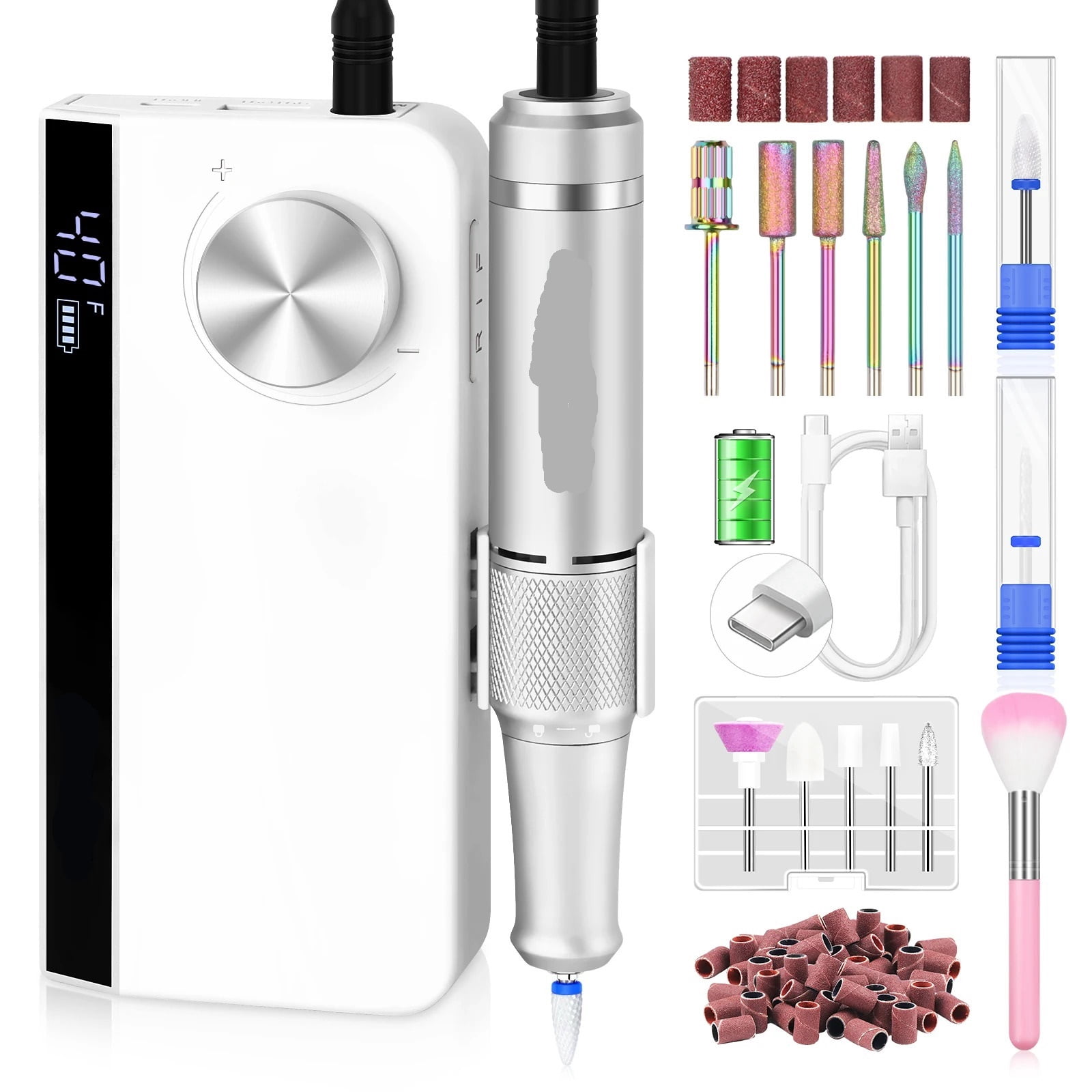 40000RPM Professional Rechargeable Electric Nail Drill Machine Portable Cordless Nail File For Acrylic Gel Nails Remove