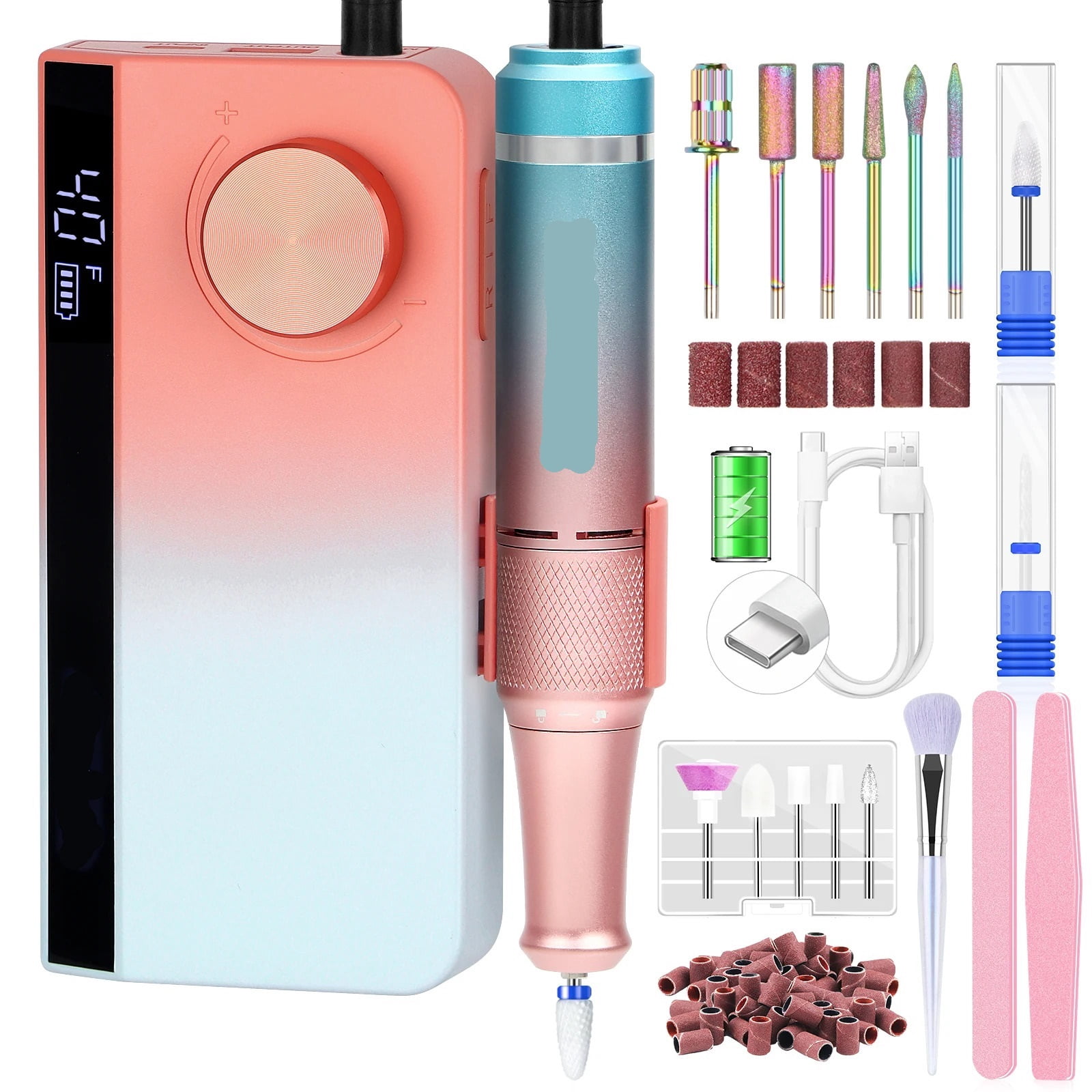 40000RPM Professional Rechargeable Electric Nail Drill Machine Portable Cordless Nail File For Acrylic Gel Nails Remove