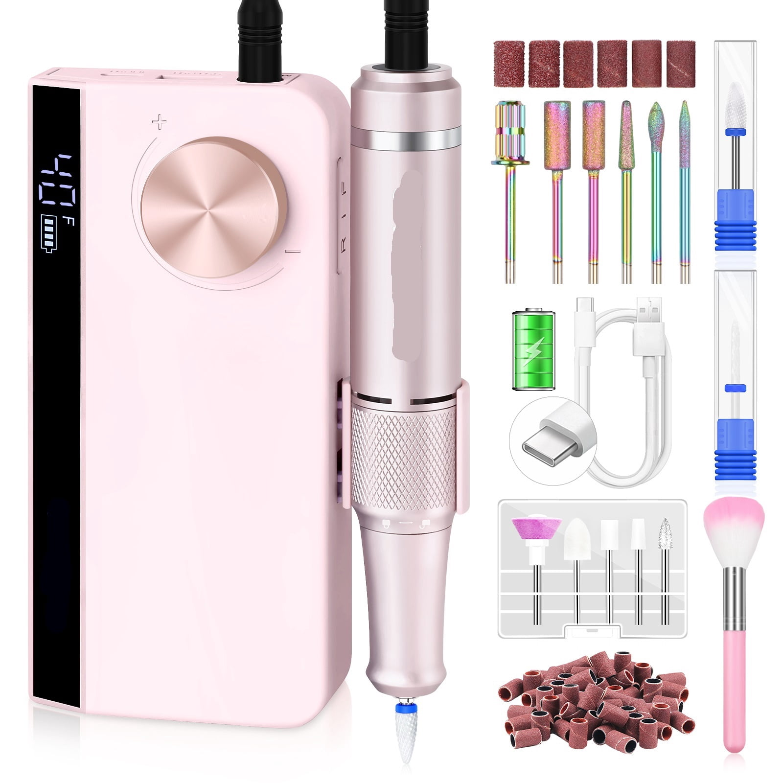 40000RPM Professional Rechargeable Electric Nail Drill Machine Portable Cordless Nail File For Acrylic Gel Nails Remove