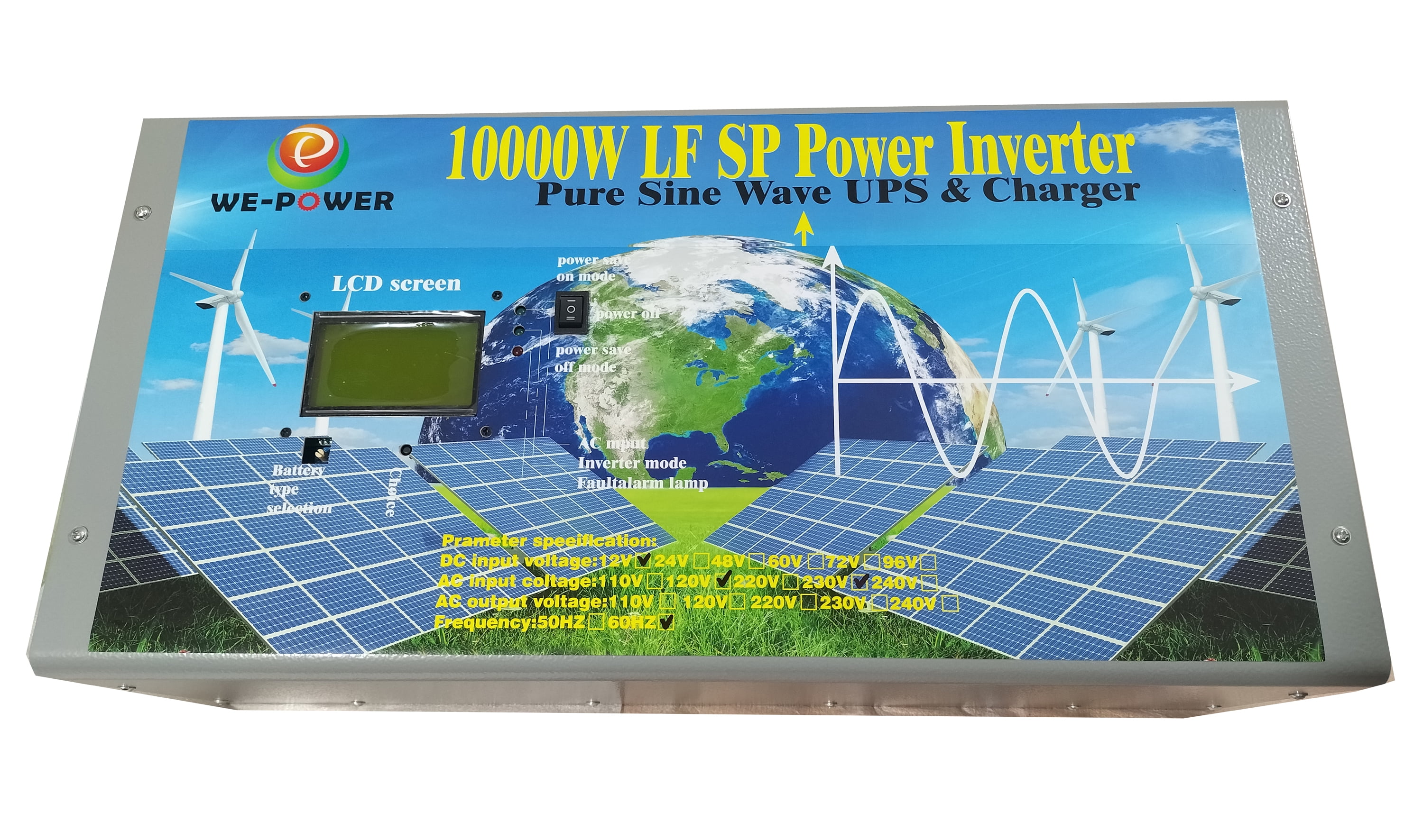 40000W Peak 10000W Power Inverter (5000W 110V Or 5000W 220V) Low Frequency Split Phase Pure Sine Wave Solar Converter 48V DC To 110V,220V AC 60Hz Frequency With UPS / Battery Charger / LCD Display