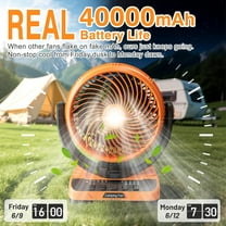 40000mAh Battery Operated Camping Fan - 136H Max Cooling, Rechargeable Battery Powered Oscillating Floor Fan with Charger, Remote & Hook, Portable for Tent Outdoor Garage Hurricane Power Outage