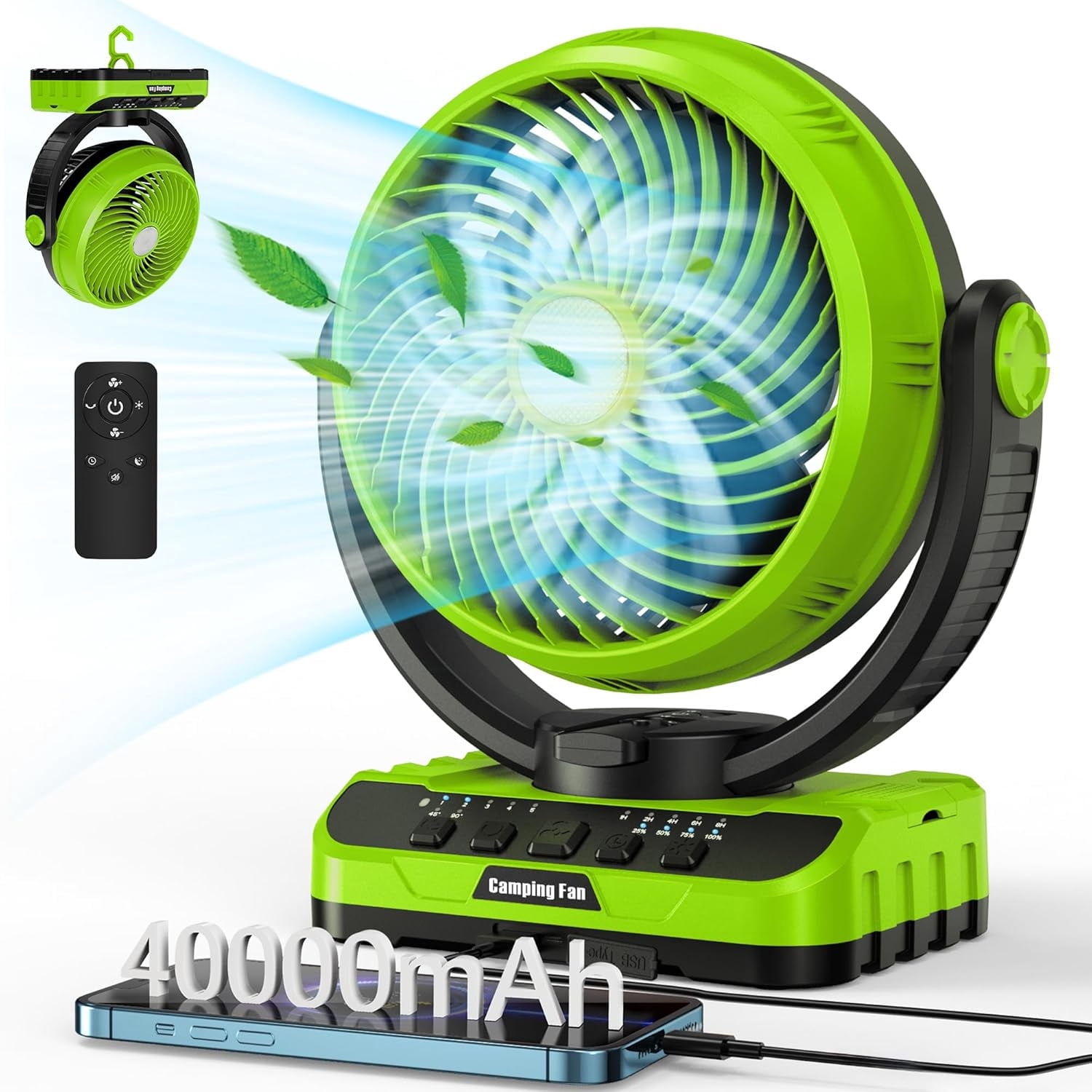 40000mAh Battery Operated Fan Remote & Oscillating Rechargeable Fan ...