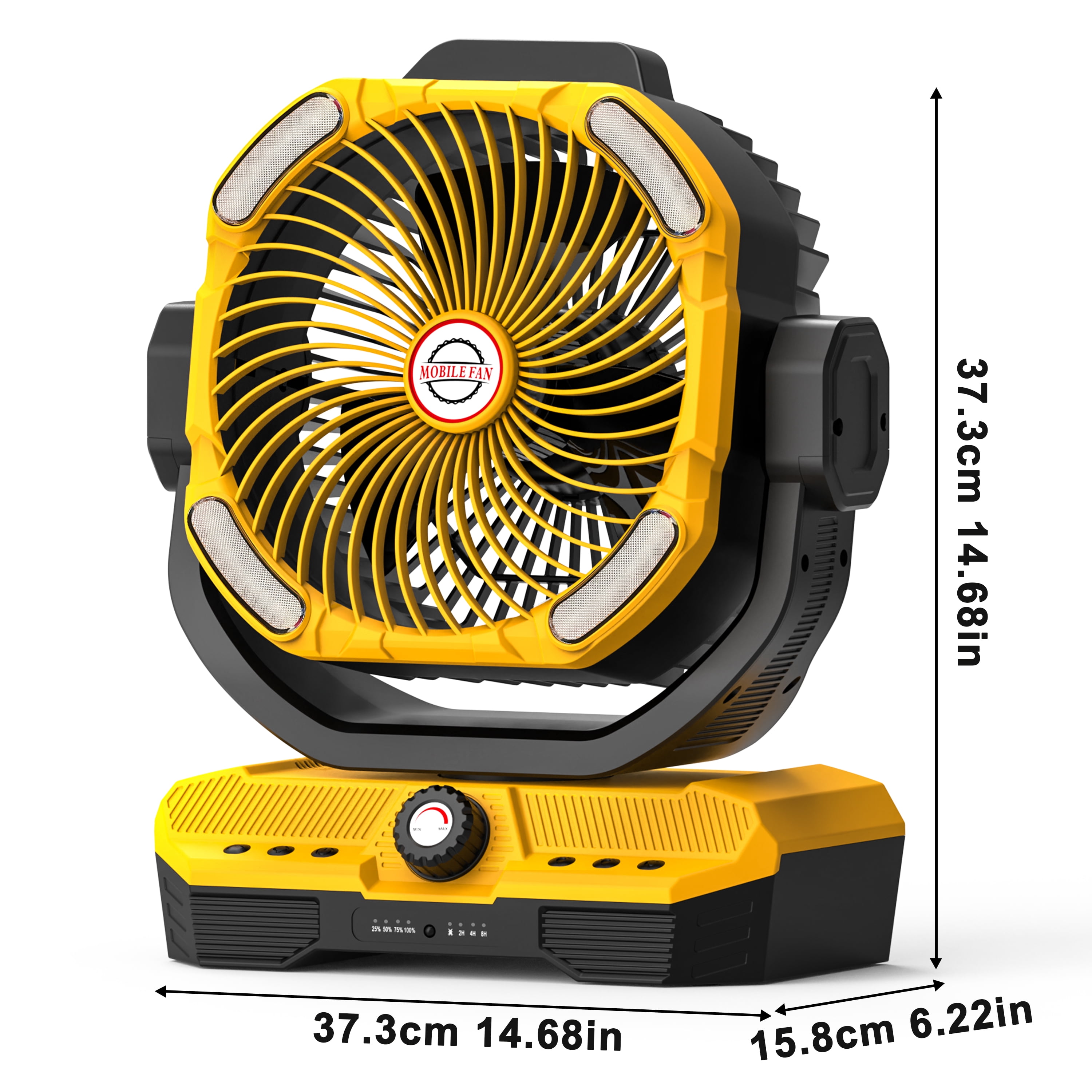 40000mAh Portable Camping Fan with LED Lantern - Rechargeable USB Battery-Powered Fan, 12V High-Power Cooling for Indoor/Outdoor, Tent, Emergency Light & Charging Station, Outdoor Activities