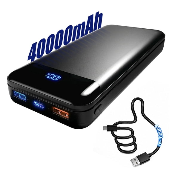 Tilnce 40000mAh Power Bank, 30W PD Fast Charging Portable Charger with LED Digital Display, High Capacity External Battery Pack for iPhone 17 16 15 Pro Max, Samsung Galaxy, iPad, Camping