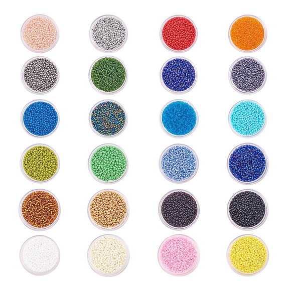 40000pcs Glass Seed Beads 24 Color 12/0 Waist Beads 2mm Mini Beads Bulk with Boxes for Friendship Bracelet Making Summer Seaside Beading Weaving DIY