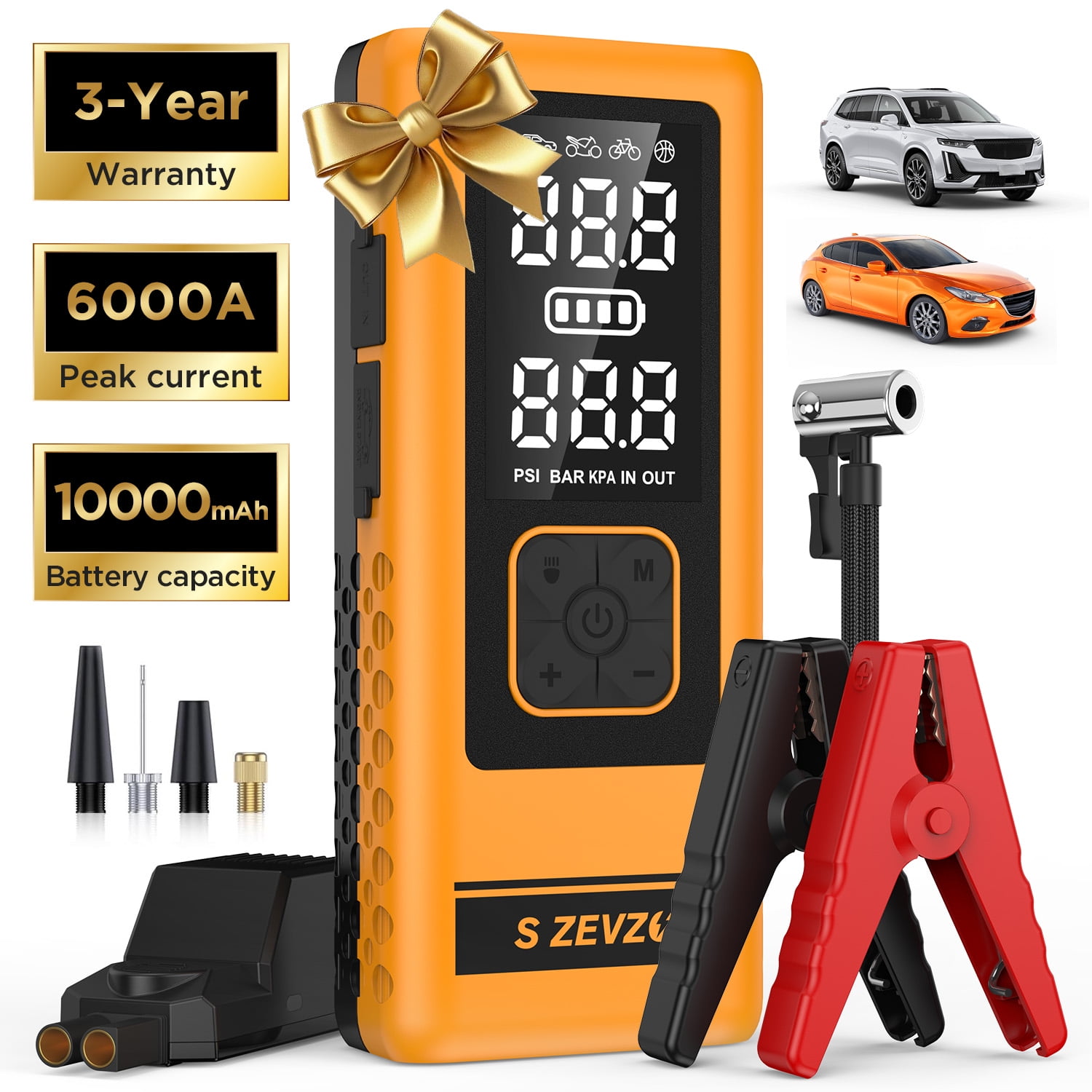 Walmart discounts of Walmart Black Friday Deals 2025 6000A Car Jump Starter with Air Compressor 150PSI(Up to 6L Gas/5L Diesel Engines), 18W QC Power Bank, 12V Car Battery Charger Jumper Starter, LED Screen, 3 Modes Flashlight