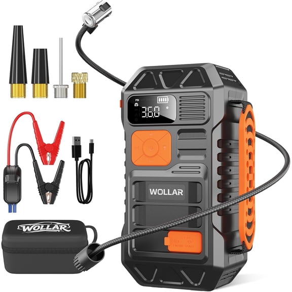 4000A Jump Starter with Air Compressor - 160PSI Car Battery Jumper Starter Portable for up to 8.5L Gas & 7.5L Diesel, 12V Jump Box, 24000mAh Powerbank, Dual Flashlight, LED Display