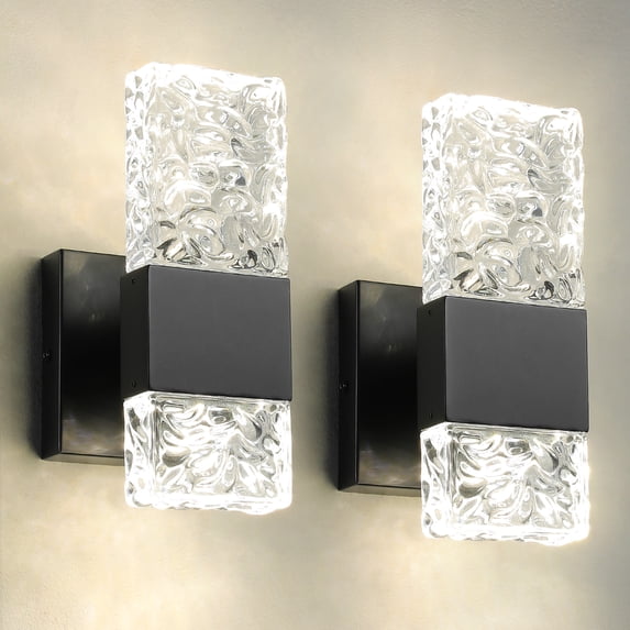 4000K LED Crystal Wall Sconces 2 Light Black Vanity Lights 10W Modern Hardwired Lighting Fixtures for Bathroom Bedroom Living Room