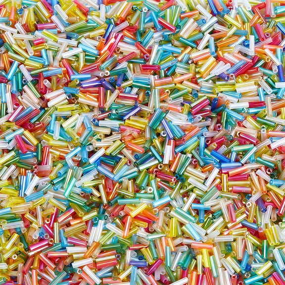 4000Pcs Bugle Beads Transparent 6.5mm Glass Seed Beads Small Tube Bead Bulk