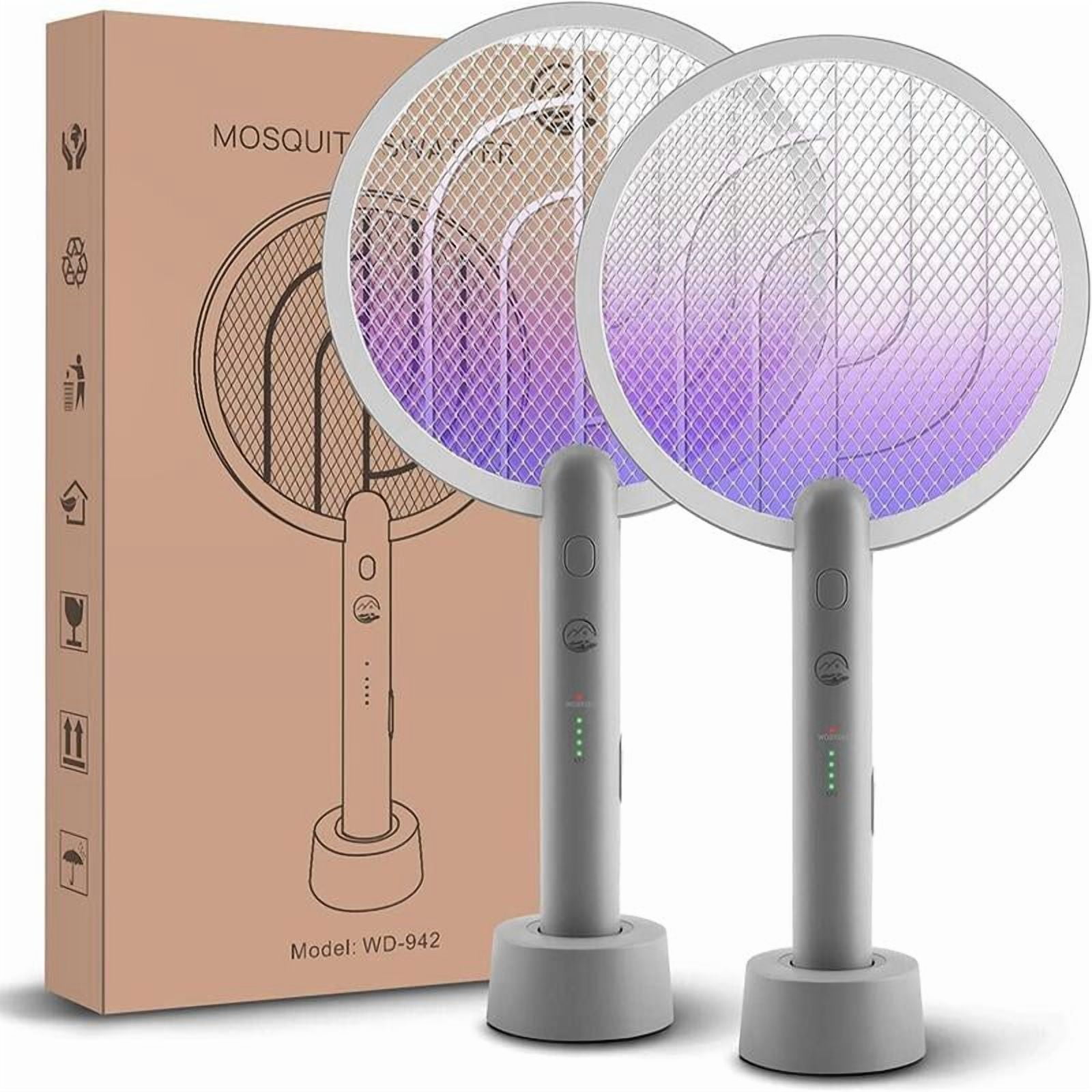 Kitched Racket 4000V Electric Fly Swatter Racket, 1800mAh Smart Bug Zapper with USB ...
