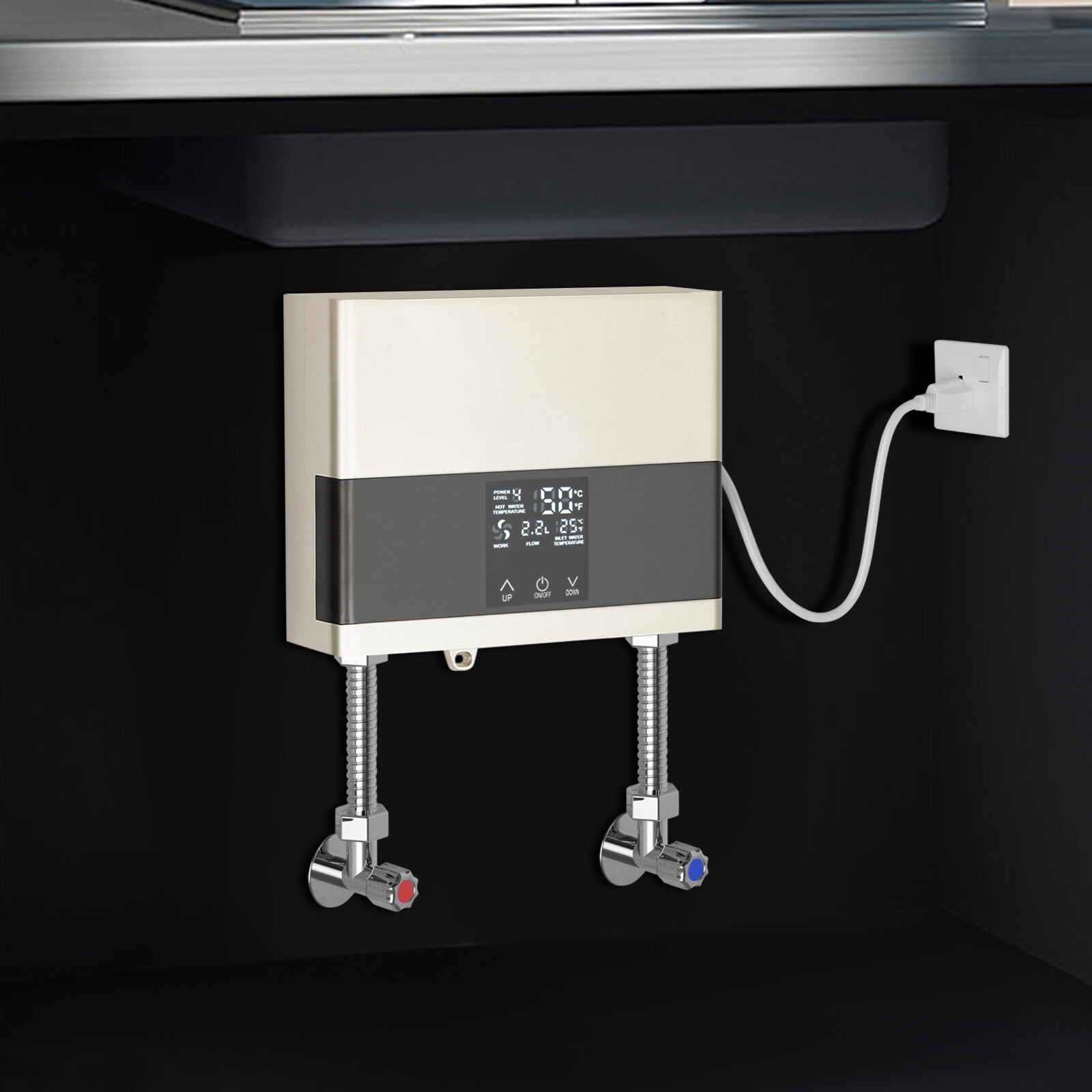 4000W 110V Gold Mini Instant Electric Tankless Water Heater Constant Temperature Water Heater with Remote Control