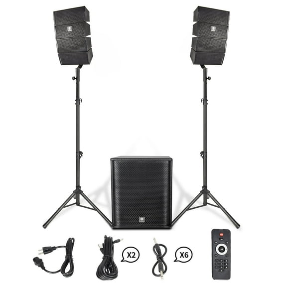 4000W P.M.P.O PRORECK CLUB 3500 15-inch 2.1 CHANNEL DJ/Powered PA Speaker System Combo Set 6x4-inch Line Array Speakers and 1x15-inch Subwoofers BT for Large Parties