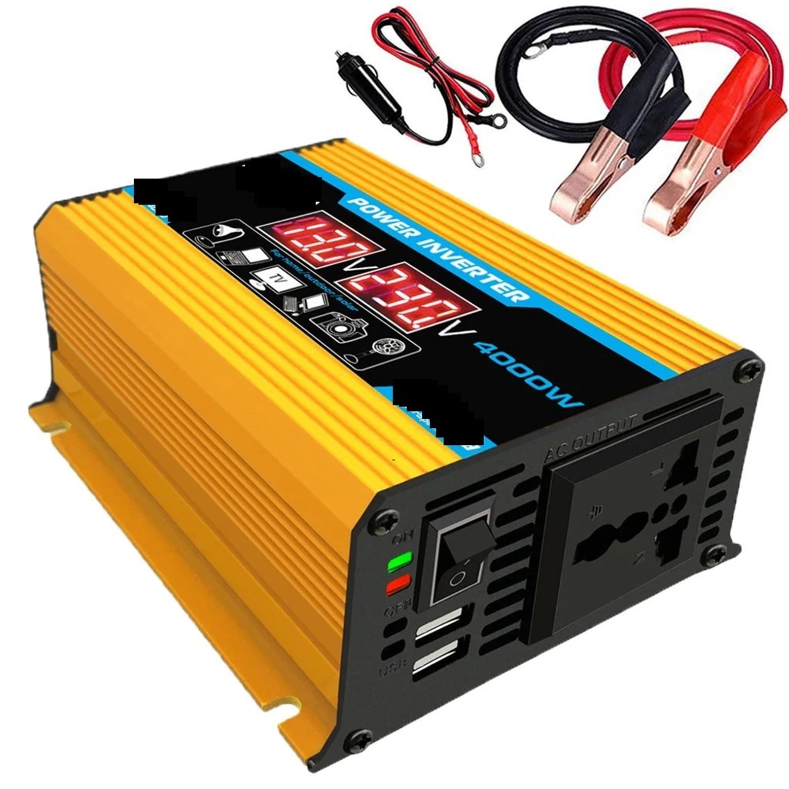 4000W Power Inverter 12V to 220/110 Solar/Car/Home Use, Pure Sine Wave for LED Display, Camping ,Easy to Operate
