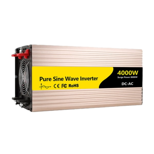 4000W Pure Sine Wave Home Power Inverter, DC 12V to AC 110V, Car or Off-Grid Backup Power Supply