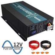 4000W Pure Sine Wave Inverter 12V to 120V Car Power Converter Truck RV Battery Generator Solar Home