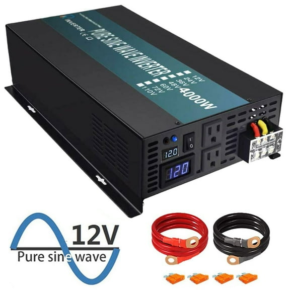4000W Pure Sine Wave Inverter 12V to 120V Car Power Converter Truck RV Battery Generator Solar Home