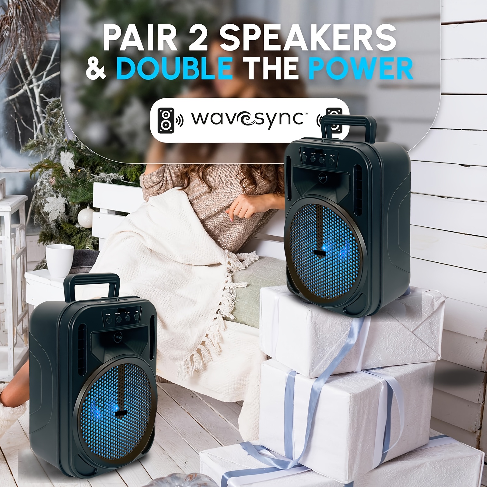 4000W Rechargeable Portable Wireless Speaker with 6.5" Subwoofer  TWS, FM Radio, USB/TF, Party Lights | Indoor/Outdoor PA System for Parties, Camping | Black, Sleek ABS Design, Sturdy Handle