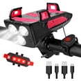 thumbnail image 1 of 4000mAh LED Bike Light Set with Mobile Power & 130dB Horn, USB Rechargeable 3-LED Headlight, Waterproof Cycling Equipment for Night Safety & Outdoor Use, 1 of 2