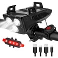 thumbnail image 1 of 4000mAh LED Bike Light Set with Mobile Power & 130dB Horn, USB Rechargeable 3-LED Headlight, Waterproof Cycling Equipment for Night Safety & Outdoor Use, 1 of 2