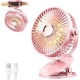 thumbnail image 1 of 4000mAh Portable Clip on Fan with LED Lights, Battery Operated USB Desk Fan,4 Speed Quiet Rechargeable Mini Table Fan, 360° Rotate Personal Cooling Fan for Home Office Stroller Camping (Pink), 1 of 12