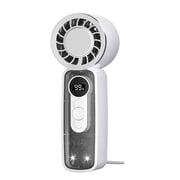 4000mAh Portable Ice Cooling Handheld Turbo Fan, 1-199 Gear Adjustable High Velocity Cold Wind Fan, Type-C Rechargeable Digital Display Quiet Pocket FanWhite