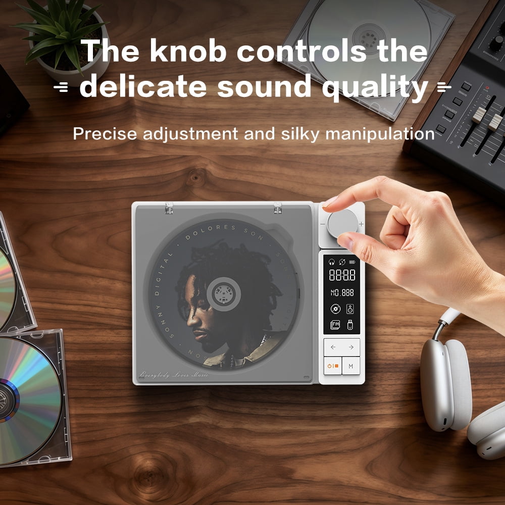 4000mAh Rechargeable CD Player with Bluetooth CD Player Wtih Dual Big Speakers,Retro CD Music Player with Remote Control, LCD Display, Support Opt/USB/AUX/3.5mm Headphone Jack for Car Or Home