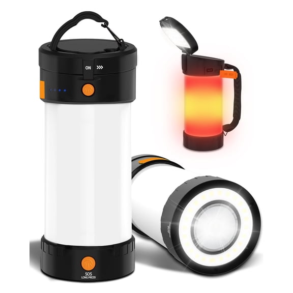 4000mAh LED Emergency Lantern with SOS Flashlight, Orange Power Bank Light for Home Failure