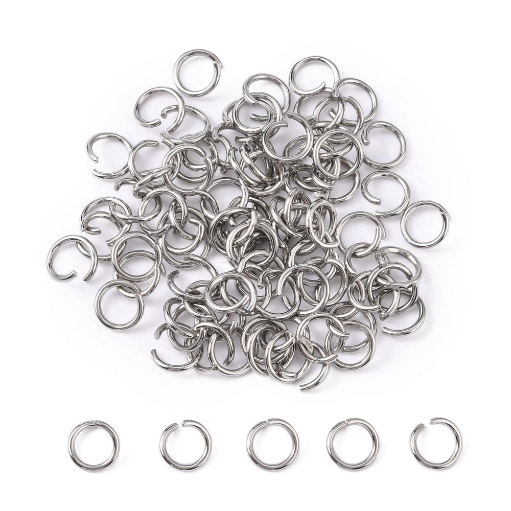4000pc Resistant 304 Stainless Steel Open Jump Rings Round Stainless Steel 18 Gauge 7x1mm Inner Diameter: 5mm